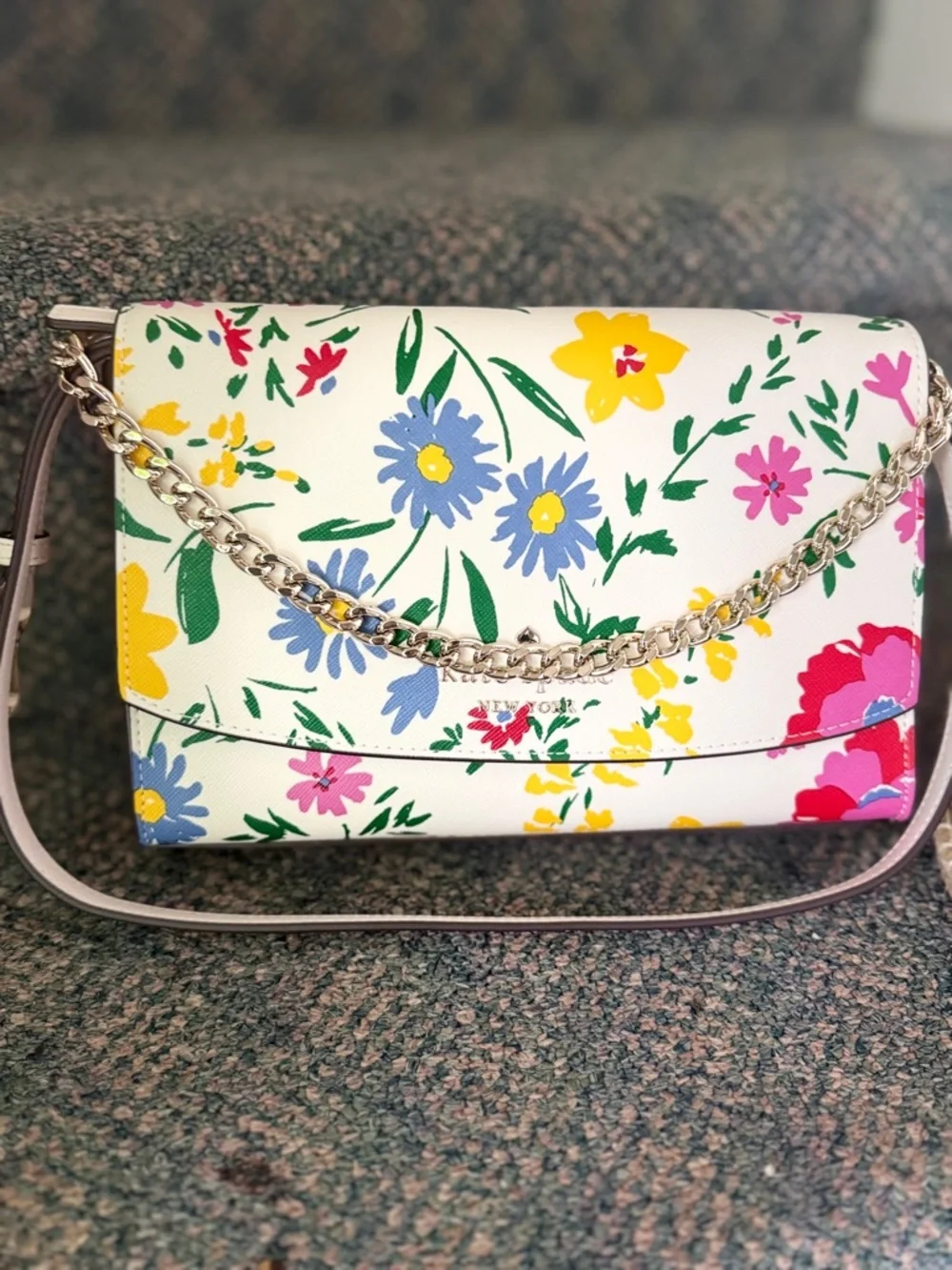 Kate Spade White Floral Crossbody & Matching Slide Sandals‎ 8.5